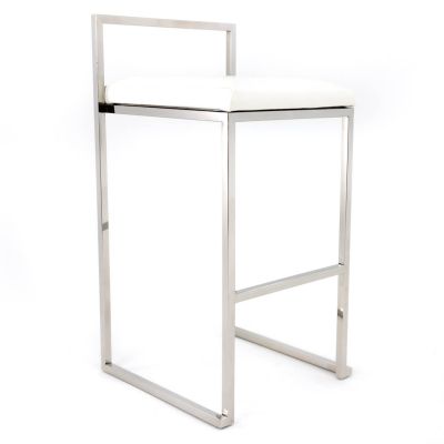 Image of Theo Barstool, Silver Frame, White Cushion