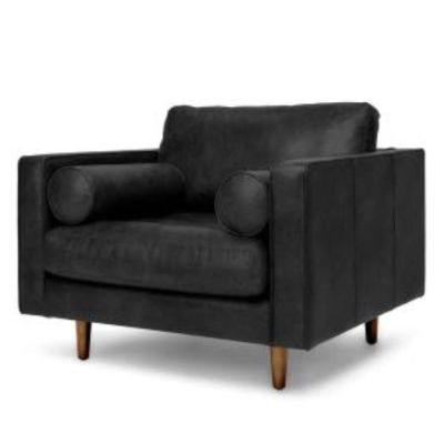 Image of Charme Black Leather Chair 42"