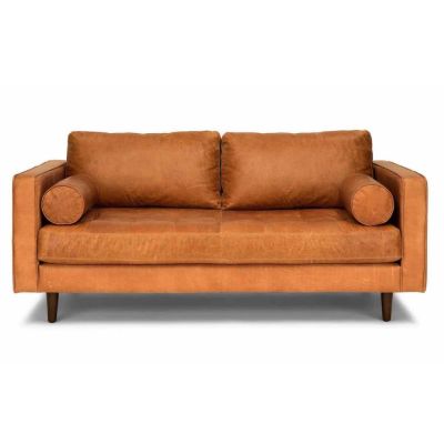 Image of Charme Tan Leather Loveseat