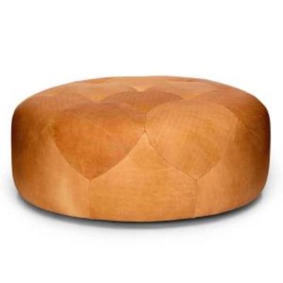 Image of Charme Tan Leather Ottoman 41"