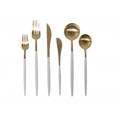 Image of Fina Brushed Gold & White Flatware