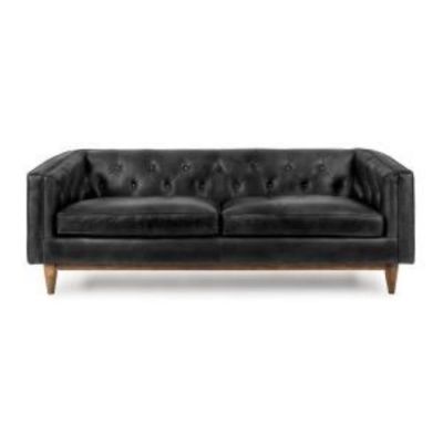 Image of Oxford Black Leather Sofa 80"