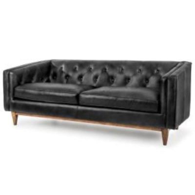 Image two of Oxford Black Leather Sofa 80"