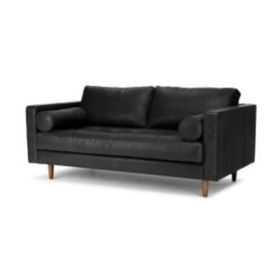 Image of Charme Black Leather Loveseat