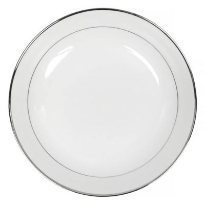 Image of White Silver Rim Charger 12"