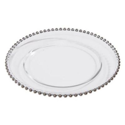 Image two of Clear Silver Bead Charger 13"