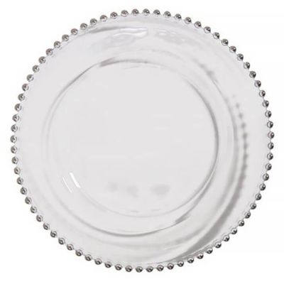 Image of Clear Silver Bead Charger 13"