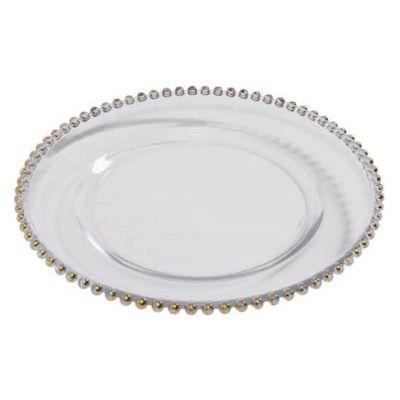 Image two of Clear Gold Bead Charger 13"