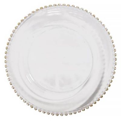 Image of Clear Gold Bead Charger 13"