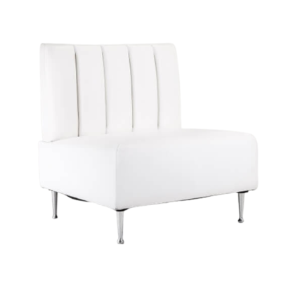 Image of Retro White Faux-Leather Chair 3'