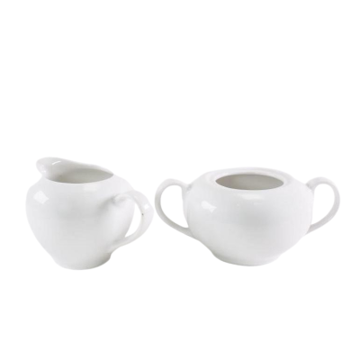 Image two of White Ceramic Sugar Bowls, Creamer, Teapot