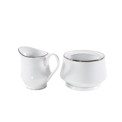 Image of White Ceramic Sugar Bowls, Creamer, Teapot
