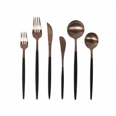 Image of Fina Brushed Rose Gold & Black Flatware (Limited Quantities)