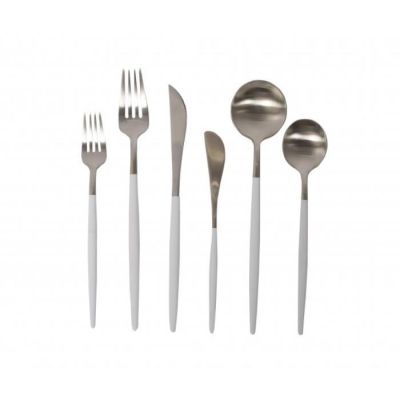Image of Fina Stainless & White Flatware