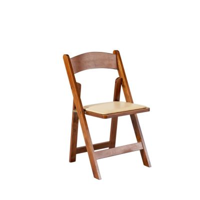 Image of Fruitwood Tan Seat Wood Folding Chair (Limited Quantities)